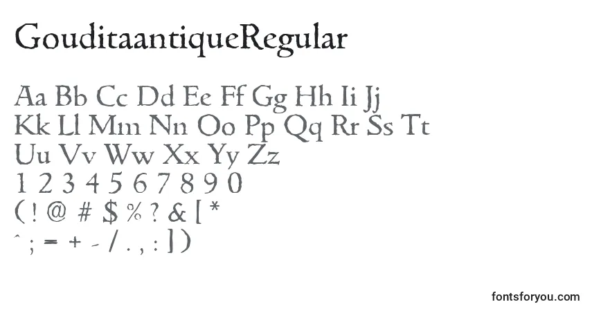 Шрифт GouditaantiqueRegular – алфавит, цифры, специальные символы