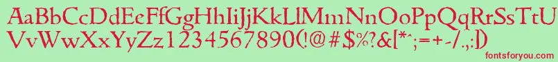 GouditaantiqueRegular Font – Red Fonts on Green Background