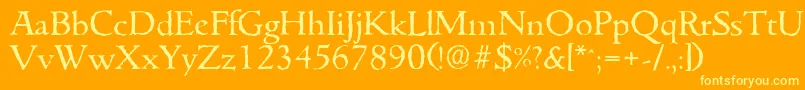 GouditaantiqueRegular-Schriftart – Gelbe Schriften auf orangefarbenem Hintergrund