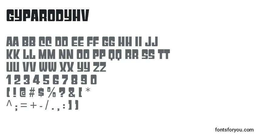 Schriftart GyparodyHv – Alphabet, Zahlen, spezielle Symbole