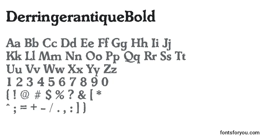 A fonte DerringerantiqueBold – alfabeto, números, caracteres especiais
