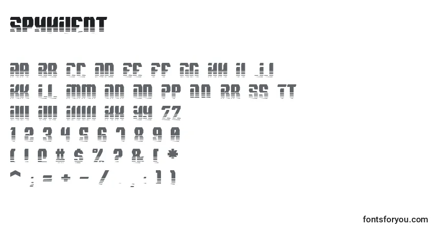 A fonte SpyhVent – alfabeto, números, caracteres especiais