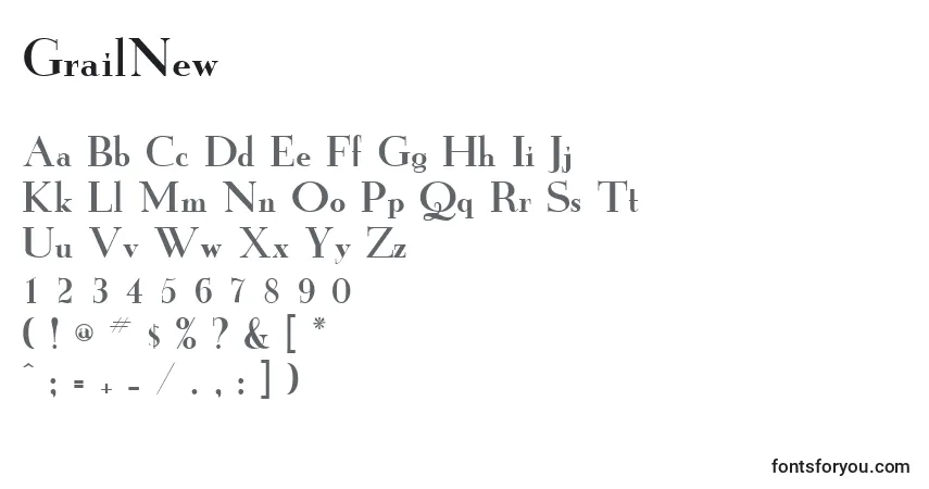 Schriftart GrailNew – Alphabet, Zahlen, spezielle Symbole
