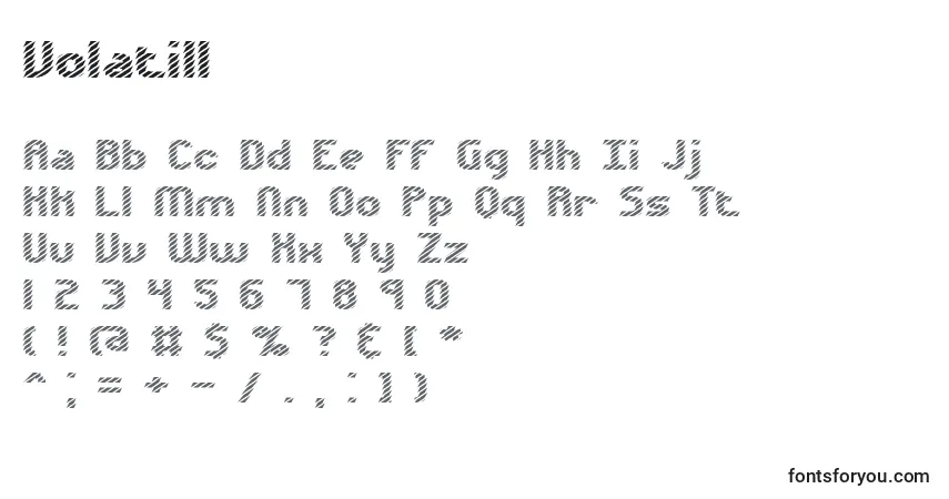 Schriftart Volatil1 – Alphabet, Zahlen, spezielle Symbole