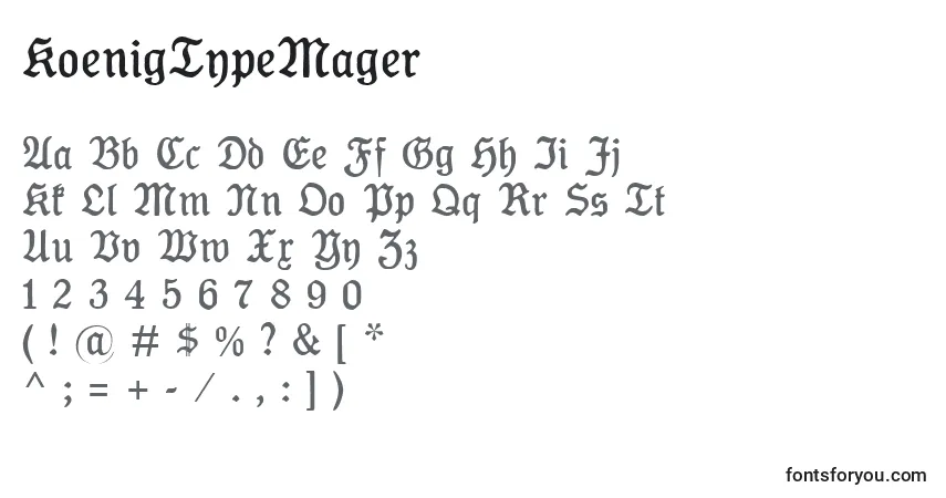 KoenigTypeMagerフォント–アルファベット、数字、特殊文字