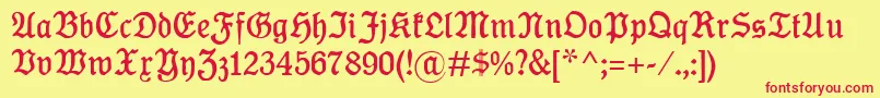 KoenigTypeMager-Schriftart – Rote Schriften auf gelbem Hintergrund