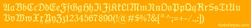KoenigTypeMager-Schriftart – Gelbe Schriften auf orangefarbenem Hintergrund