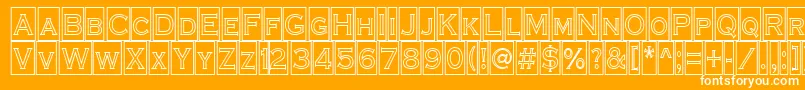 ACoppergothcmotl-Schriftart – Weiße Schriften auf orangefarbenem Hintergrund