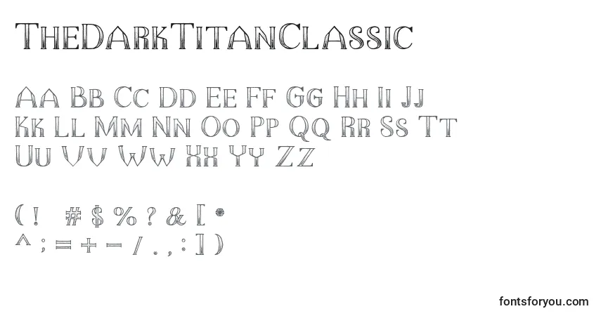 Шрифт TheDarkTitanClassic – алфавит, цифры, специальные символы