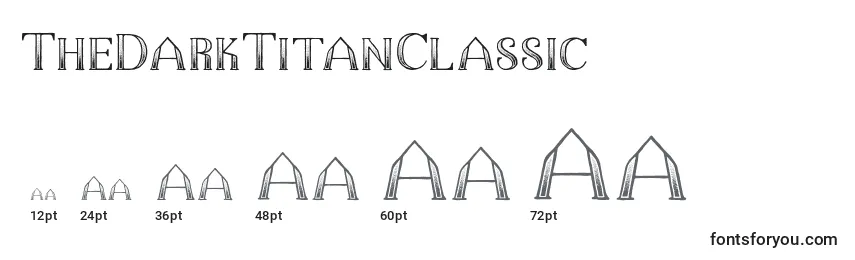 Размеры шрифта TheDarkTitanClassic