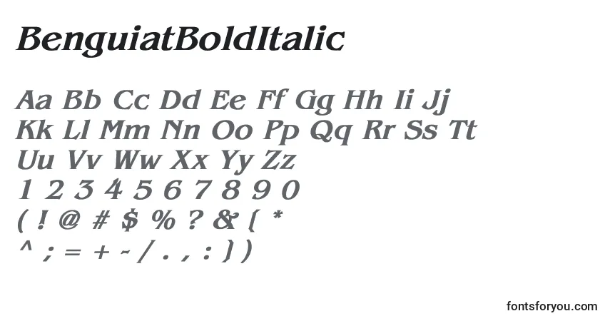 A fonte BenguiatBoldItalic – alfabeto, números, caracteres especiais