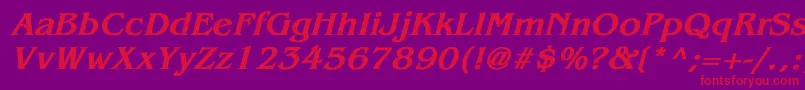 BenguiatBoldItalic-Schriftart – Rote Schriften auf violettem Hintergrund