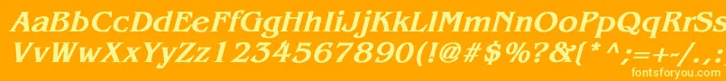 Czcionka BenguiatBoldItalic – żółte czcionki na pomarańczowym tle
