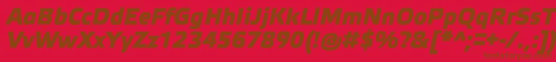 Więcej informacji o czcionce ElektraMediumProBoldItalic Czcionka ElektraMediumProBoldItalic – brązowe czcionki na czerwonym tle
