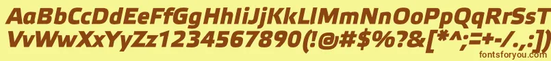 フォントElektraMediumProBoldItalic – 茶色の文字が黄色の背景にあります。