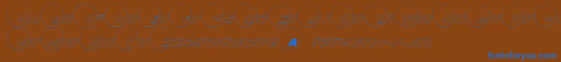 Dot.ComOutline-Schriftart – Blaue Schriften auf braunem Hintergrund