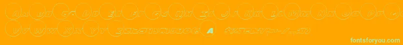 Dot.ComOutline-Schriftart – Grüne Schriften auf orangefarbenem Hintergrund