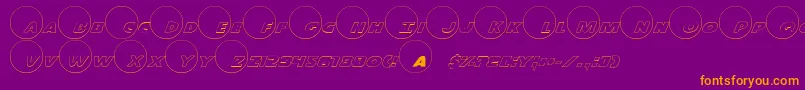 フォントDot.ComOutline – 紫色の背景にオレンジのフォント