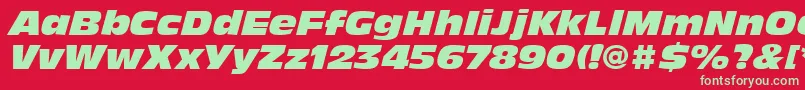 AntiqueOliveLtNordItalic-Schriftart – Grüne Schriften auf rotem Hintergrund
