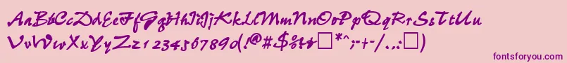 WheedlesskBold-fontti – violetit fontit vaaleanpunaisella taustalla