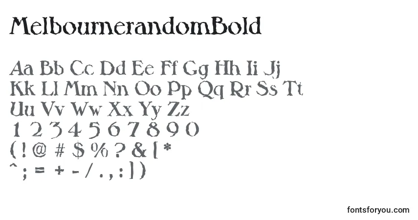 Schriftart MelbournerandomBold – Alphabet, Zahlen, spezielle Symbole