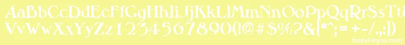 Fonte MelbournerandomBold – fontes brancas em um fundo amarelo