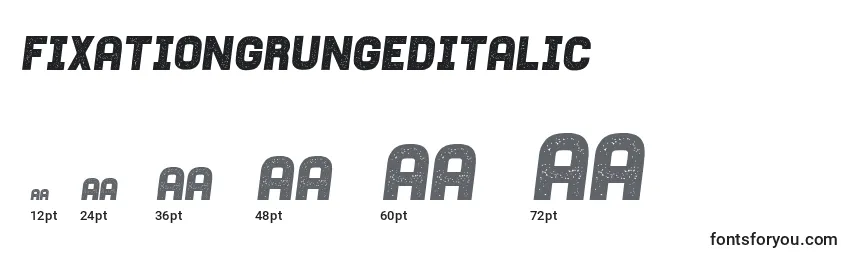 Размеры шрифта FixationgrungedItalic
