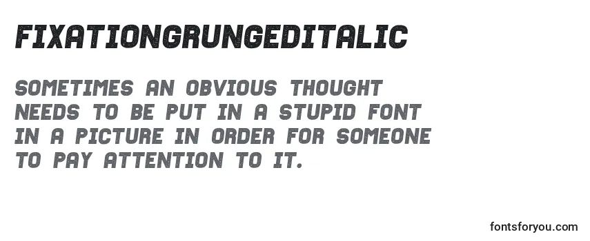 FixationgrungedItalic Font
