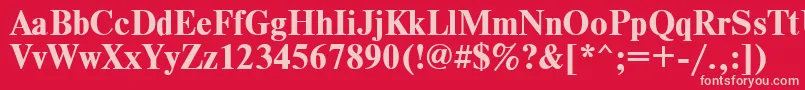 TimesdlBold-fontti – vaaleanpunaiset fontit punaisella taustalla