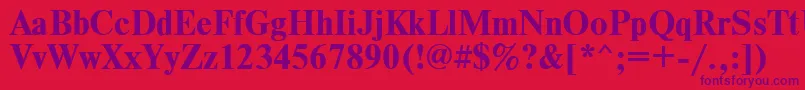 TimesdlBold-fontti – violetit fontit punaisella taustalla