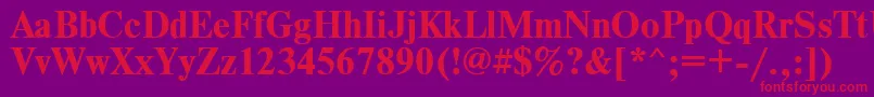 TimesdlBold-fontti – punaiset fontit violetilla taustalla