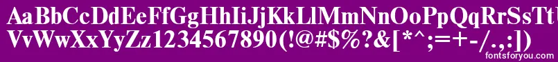 TimesdlBold-fontti – valkoiset fontit violetilla taustalla