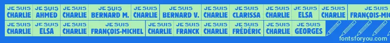 Jesuischarlie Font – Green Fonts on Blue Background