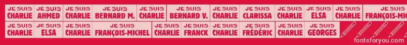 Jesuischarlie Font – Pink Fonts on Red Background