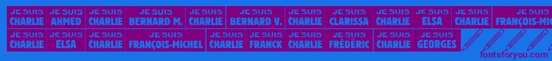 Jesuischarlie-Schriftart – Violette Schriften auf blauem Hintergrund