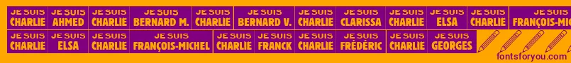 フォントJesuischarlie – オレンジの背景に紫のフォント