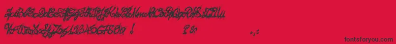 El26fontBrush2129 Font – Black Fonts on Red Background