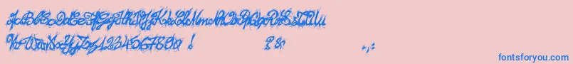 El26fontBrush2129 Font – Blue Fonts on Pink Background