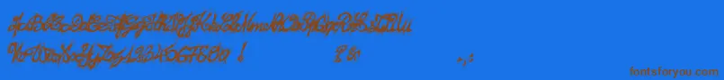 El26fontBrush2129 Font – Brown Fonts on Blue Background