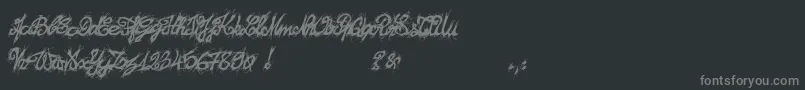 El26fontBrush2129-fontti – harmaat kirjasimet mustalla taustalla