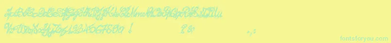 El26fontBrush2129 Font – Green Fonts on Yellow Background