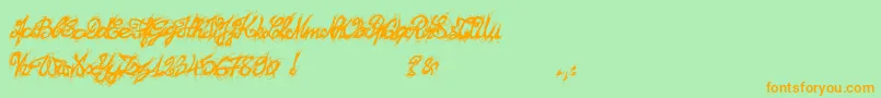 El26fontBrush2129 Font – Orange Fonts on Green Background