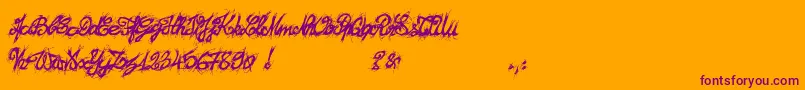 El26fontBrush2129 Font – Purple Fonts on Orange Background