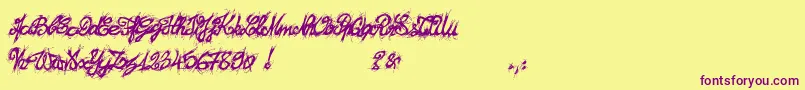 El26fontBrush2129 Font – Purple Fonts on Yellow Background
