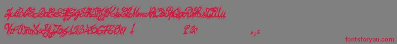 El26fontBrush2129-fontti – punaiset fontit harmaalla taustalla