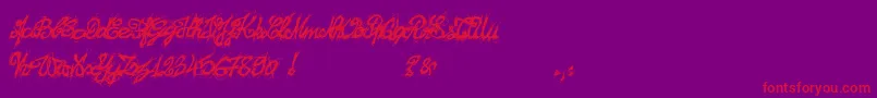 El26fontBrush2129-fontti – punaiset fontit violetilla taustalla