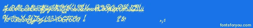 El26fontBrush2129-Schriftart – Gelbe Schriften auf blauem Hintergrund