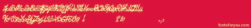 El26fontBrush2129 Font – Yellow Fonts on Red Background