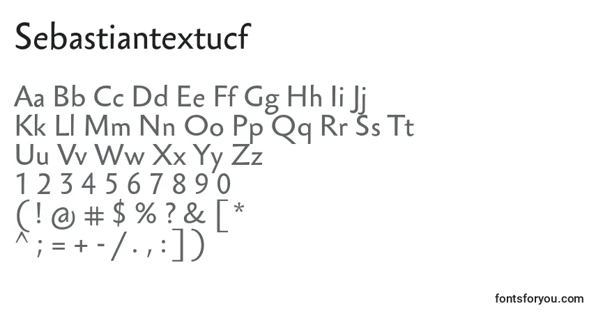 A fonte Sebastiantextucf – alfabeto, números, caracteres especiais