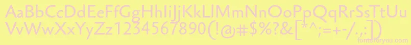 Sebastiantextucf-fontti – vaaleanpunaiset fontit keltaisella taustalla